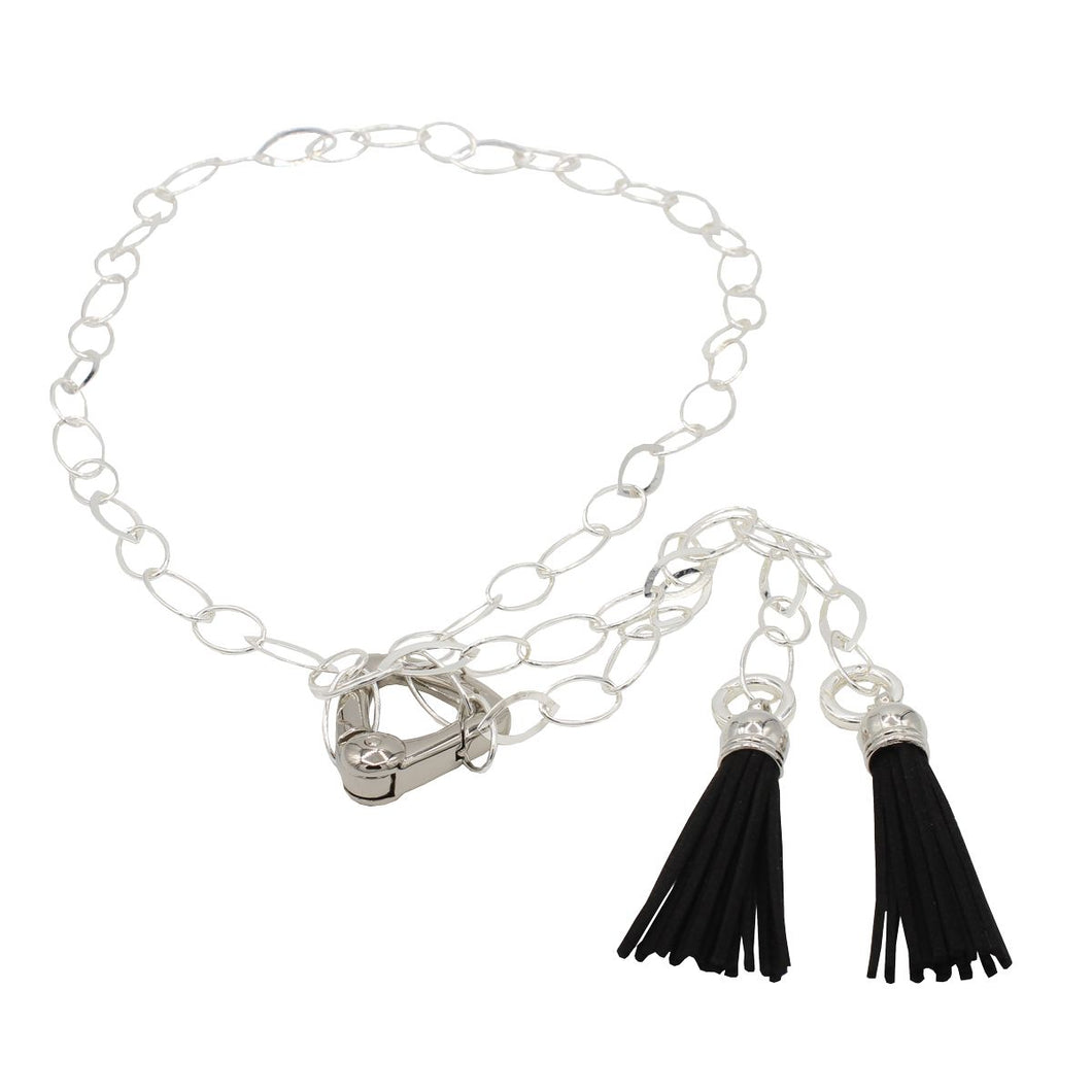 Lily and Tassel Combination - Silver and Black