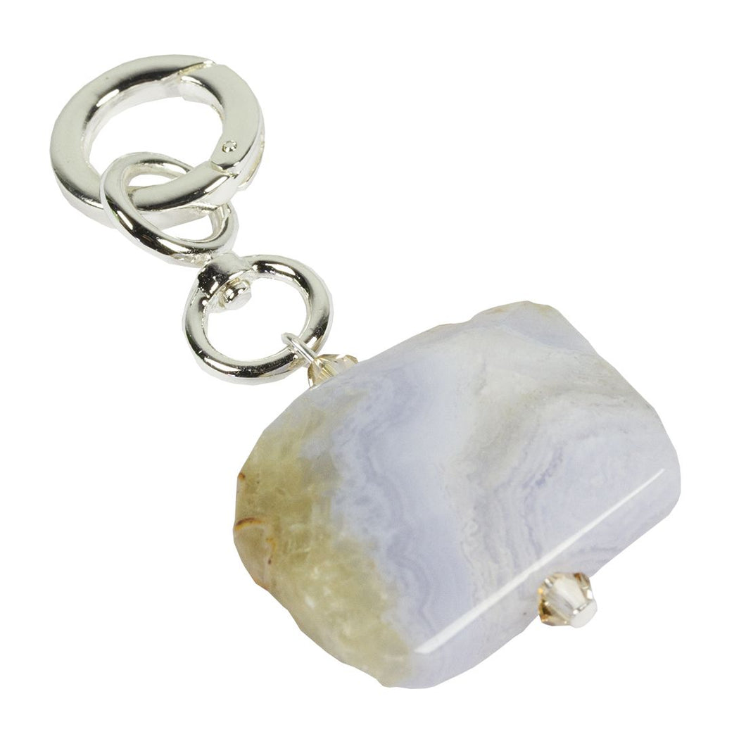 Blue Lace Agate Pendant with Silver
