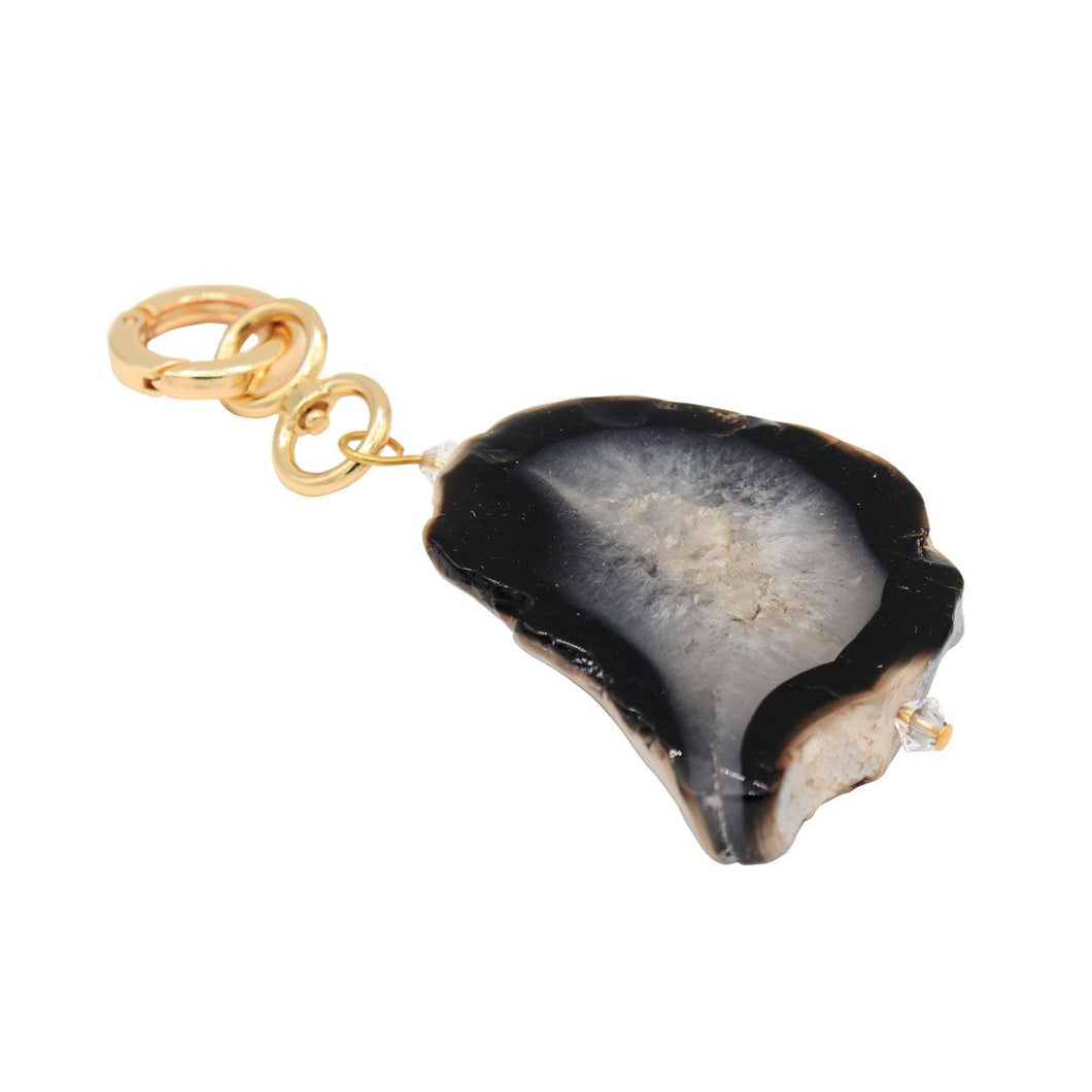 Black Agate Pendant with Gold Hardware